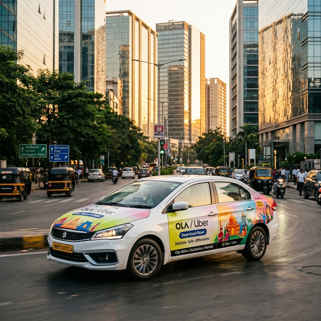 Tempo Advertising in Mumbai - Branded Vehicle Moving Through City